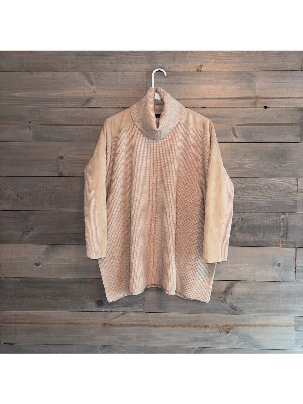 POLO RALPH LAUREN | Turtleneck Tunic 30% Cashmere 70% Merino Wool Suede Size S